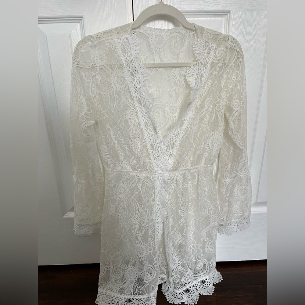 White lace bikini coverup